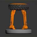 Functional Vehicle Model With Orange Mechanical Arms Shovel Black Tire And Stable White Base