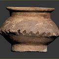 Antique Reddish Brown Terracotta Vase With Wide Mouth And Scalloped Edges