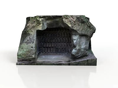 Rock Sculpture Carving With Cave like Structure And Textured Interior Patterns 3d model