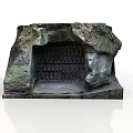 Rock Sculpture Carving With Cave like Structure And Textured Interior Patterns