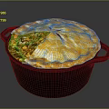 Chef Baking Delicious Meat Filled Pie With Golden Crust In Cast Iron Pot