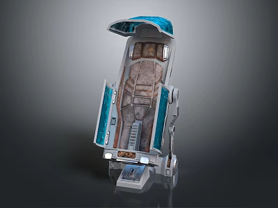 Futuristic Ornamental Decor Set With Blue Top Brown Interior And Metallic Frame 3d model