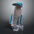 Futuristic Ornamental Decor Set With Blue Top Brown Interior And Metallic Frame