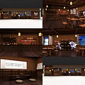 Traditional Chinese Style Restaurant Interior With Wooden Furniture Lanterns Tables Chairs And Decorative Art