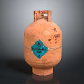 Rusty Orange Gas Cylinder With Flammable Gas Label For Household Daily Use