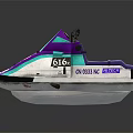 Vibrant Purple Blue And White Jet Ski With 616 Number DIBENAGI Branding And Purple Seat