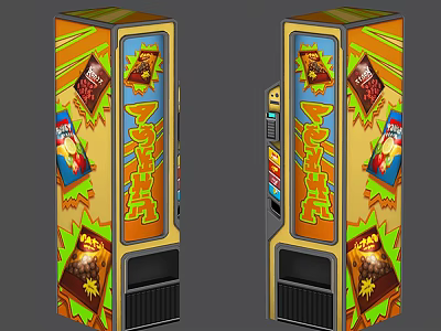 Commercial Popcorn Snack Vending Machines With Colorful Graphic Design For Public Spaces 3d model