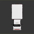 White Ambulance Vehicle With Red Blue Stripes Side Lettering And Roof Emergency Lights