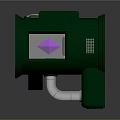 Green Industrial Mechanical Equipment with Fan Structure Red Button and Black Base