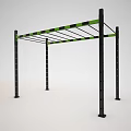 Industrial Equipment Metal Framework With Black Columns Green Beams And Adjustable Holes
