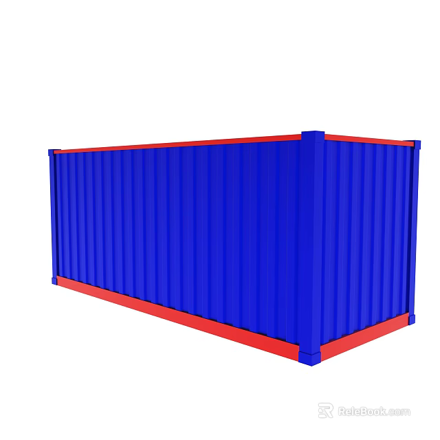 Blue Shipping Container With Red Base And Corrugated Metal Sides 3d model 