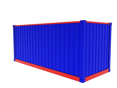 Blue Shipping Container With Red Base And Corrugated Metal Sides 3d model