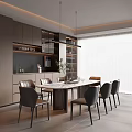Elegant Modern Dining Room Interior With Marble Table And Grey Chairs 3d model