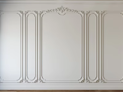 White Interior Wall With Decorative Ornate Lines And Paneled Design 3d model