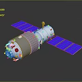 3D Rendered Space Station Module With White Gray Body And Blue Solar Panels