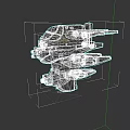 Detailed Sci-Fi Spaceship 3D Model With Gray Orange Design And Multiple Engines 3d model