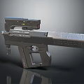 Futuristic Tactical Handgun with Black Metal Body Textured Grip Top Mounted Sight and Magazine