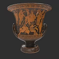 Ancient Greek Style Ceramic Vessel With Two Handles And Mythological Figure Patterns