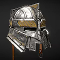 Intricate Metallic Helmet Design With Decorative Patterns Gold Accents And Ornate Details