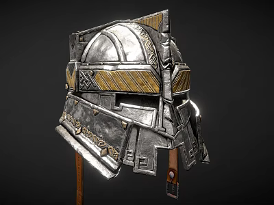 Intricate Metallic Helmet Design With Decorative Patterns Gold Accents And Ornate Details 3d model