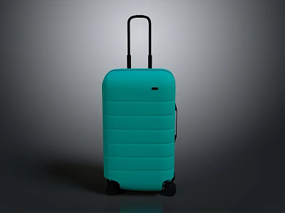 Turquoise Hard Shell Suitcase With Telescopic Handle Rolling Wheels And Sleek Striped Texture 3d model