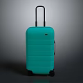 Turquoise Hard Shell Suitcase With Telescopic Handle Rolling Wheels And Sleek Striped Texture