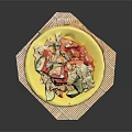 Fresh Healthy Salad With Cucumber Tomato And Vegetables Served On Yellow Plate And Bamboo Mat