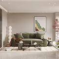 Modern Apartment Living Room With Sofa Artwork And Plants