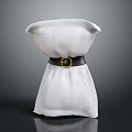Stylish White Garment with Black Belt and Gold Buckle Waist Detail