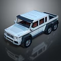 White Six Wheel Pickup Truck With Modern Rugged Design And Red Seats