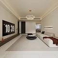 Modern Dining Living Room Interior With Dining Table Chairs Cabinets And Pendant Lights