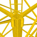 Yellow Metal Geometric Frame Structure With Interconnected Steel Beams For Industrial Use