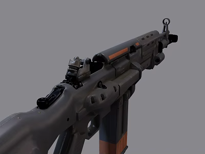 Modern Military Rifle With Wooden Stock Metal Barrel And Tactical Sights 3d model