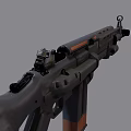 Modern Military Rifle With Wooden Stock Metal Barrel And Tactical Sights