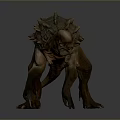 3D Model Of Fantasy Armored Reptile Character With Spiked Shell And Thick Limbs
