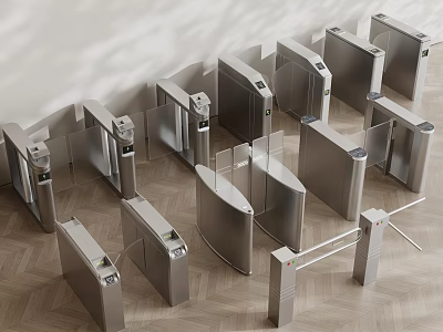 Automatic Public Facility Security Access Control Turnstiles With Metal Entry Gates And Different Models 3d model