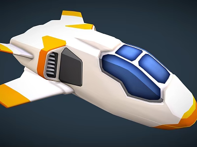 Cartoon Airplane 3D Model With White Orange Blue Stylish Design And Transparent Windows 3d model