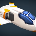 Cartoon Airplane 3D Model With White Orange Blue Stylish Design And Transparent Windows