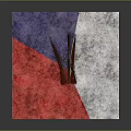 Two Rifles Displayed on Tricolored Background with Red Blue and Gray Sections