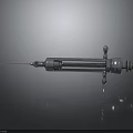 Medical Metal Syringe With Needle On Smooth Surface And Reflection