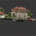 Traditional Detached Villa Exterior With Red Roof Green Trees And Garden Area