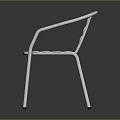 Modern Silver Metal Leisure Chair With Curved Armrests And Slatted Seat Back Design