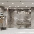 Modern Clothing Store Interior With Mannequins Hangers And Display Tables