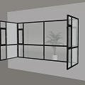 modern glass window balcony window floor to ceiling window 3d model