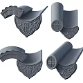 Traditional Chinese Architectural Roof Components With Curved Tiles And Decorative Eaves