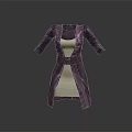 Stylish Black Long Leather Coat With Belt And White Inner Design