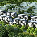 Aerial View Planning for Residential Layout With Lush Greenery and Road System