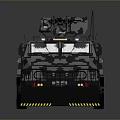 Military Armored Tank With Camouflage Paint Top Mounted Weapon Front Blade Six Wheels And Antenna