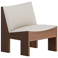 Modern Leisure Chair With Beige Fabric Cushion And Solid Wooden Frame