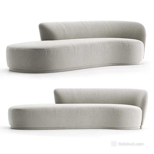 Modern Curved Sectional Sofa With Comfortable Fabric Upholstery And Minimalist Design 3d model 